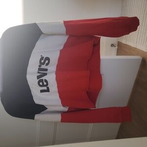 Levi's Red, White, and Navy Cropped Hoodie